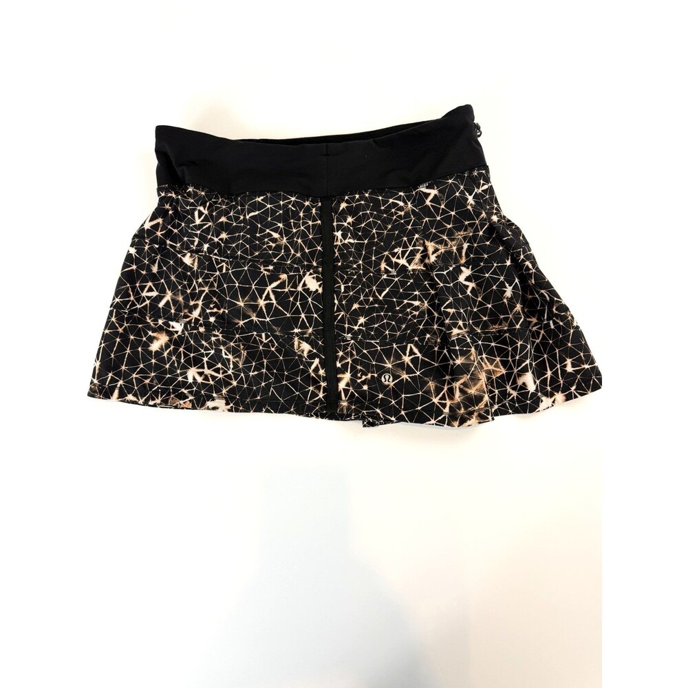 Lululemon Pace Rival Skirt Tall Size 8 Black Abstract Print Tennis Golf Skort - Picture 3 of 10